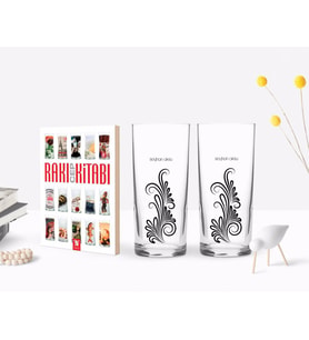 BK Gift Kişiye Özel Renkli Baskılı İsimli İkili Rakı Bardağı ve Rakı Cep Kitabı Hediye Seti-120 (Model 1)