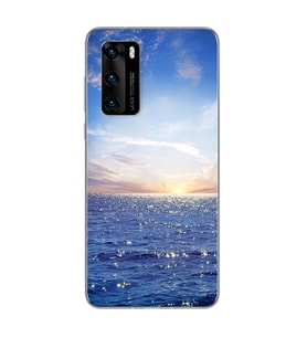 Gün Batımı Tasarımlı Süper Şeffaf Silikon Telefon Kılıfı Huawei P40