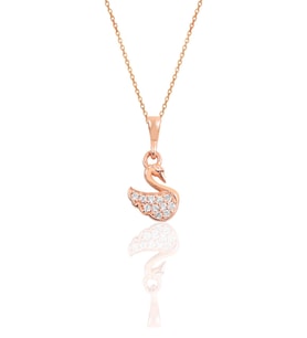 Söğütlü Silver Gümüş rose taşlı kuğu kolye