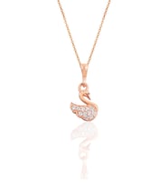 Söğütlü Silver Gümüş rose taşlı kuğu kolye