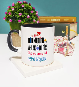 Mesajlı Din Kültürü Öğretmeni Kupa Bardak Siyah