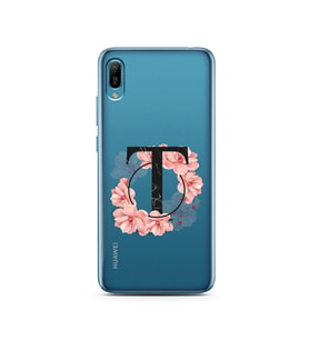 Pembe Çiçekli Harf Tasarım Süper Şeffaf Silikon Telefon Kılıfı Huawei Y6 2019 T-