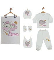 Pia Baby GL 2003 İsme Özel Ayıcıklı Battaniye Zıbın Set