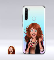BK Gift Kişiye Özel Kadın Animasyon Karikatürlü Xiaomi Redmi Note 8 İnce Şeffaf Silikon Telefon Kapağı-8 (Beyaz)