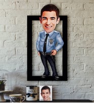 BK Gift Kişiye Özel Bay Polis Karikatürlü 3D Ahşap Tablo-1