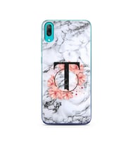 Mermer Çiçekli Harf Tasarım Süper Şeffaf Silikon Telefon Kılıfı Huawei Y7 Pro 20