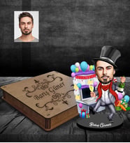 Kişiye Özel Yılbaşı Erkek Karikatürlü Ahşap Biblo Kutulu Model-8