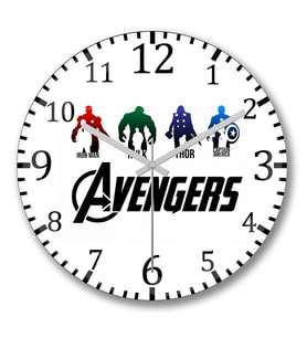 Avengers Duvar Saati Bombeli Gercek Cam
