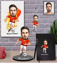 Kişiye Özel Futbolcu Karikatürlü 5 li Hediye Seti Bay-1