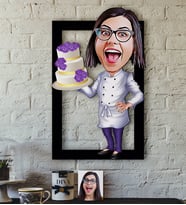 BK Gift Kişiye Özel Bayan Chef Karikatürlü 3D Ahşap Tablo-2