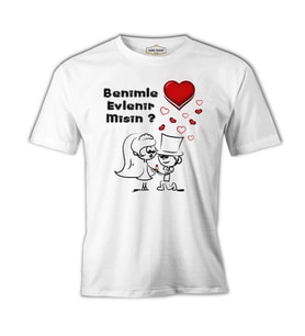 Benimle Evlenir misin? Beyaz Erkek Tshirt