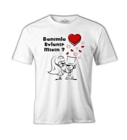 Benimle Evlenir misin? Beyaz Erkek Tshirt