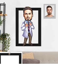 Kişiye Özel Doktor Karikatürlü 3D Ahşap Tablo 30x47 Bay-6