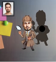 Kişiye Özel Müfettiş Karikatürlü Ahşap Magnet Bay-1
