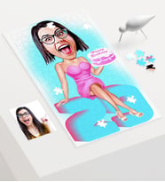 BK Gift Kişiye Özel Kadın Doğum Günü Karikatür 240 Parça A3 Puzzle  1