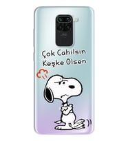 Snoopy Tasarımlı Süper Şeffaf Silikon Telefon Kılıfı Xiomai Redmi Note 9