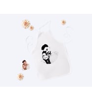 BK Gift Kişiye Özel Sevgililer Silüet Beyaz Mutfak Önlüğü-1