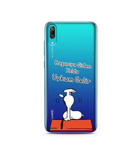 Snoopy Tasarımlı Süper Şeffaf Silikon Telefon Kılıfı Huawei Y7 Prime 2019