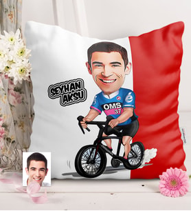 BK Gift Kişiye Özel Bay Bisiklet Sürücüsü Karikatürlü  Yastık