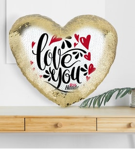 BK Gift Kişiye Özel Seni Seviyorum Altın Yaldız Sihirli Kalp Yastık  4