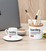 Kardeş Kelime Anlamı Türk Kahvesi Fincanı Ve Kalemlik Hediye Seti