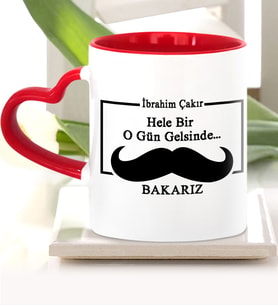 BK Gift Kişiye Özel Babalar Günü Temalı Kırmızı Kalpli Kupa Bardak 31513