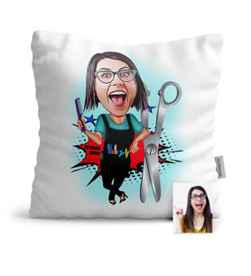 BK Gift Kişiye Özel Bayan Kuaförü Karikatür  Yastık  1