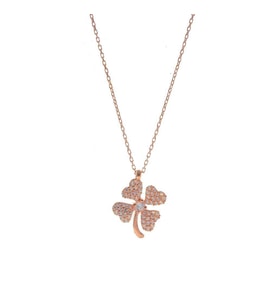 Rose Zirkon Taşlı Yonca Kolye SGTL5727