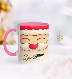 BK Gift Kişiye Özel Noel Baba Pembe Kupa ve Kar Tanesi Kolye-6 (Model 1)