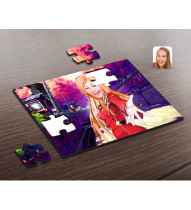BK Gift Kişiye Özel Kadın Karikatürlü Ahşap Puzzle-34