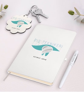 BK Gift Kişiye Özel Diş Teknikeri Beyaz Defter Kalem ve Anahtarlık Hediye Seti (Model 1)