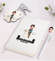 BK Gift Kişiye Özel Beyaz Atlı Prens Karikatürlü Beyaz Defter Kalem ve Anahtarlık Hediye Seti-3 (Model 1)