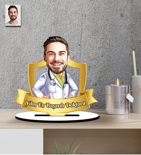 Kişiye Özel  Doktor Temalı Hediye Karikatür Ahşap Biblo
