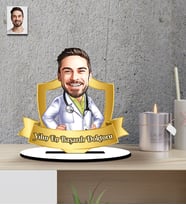 Kişiye Özel  Doktor Temalı Hediye Karikatür Ahşap Biblo