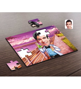 BK Gift Kişiye Özel Erkek Kimyager Karikatürlü Ahşap Puzzle-2