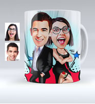 BK Gift Kişiye Özel Sevgililer Karikatürlü Beyaz Kupa Bardak  6