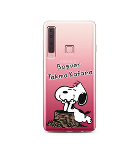 Snoopy Tasarımlı Süper Şeffaf Silikon Telefon Kılıfı Samsung A9 (2018)  