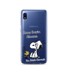 Snoopy Tasarımlı Süper Şeffaf Silikon Telefon Kılıfı Samsung A10