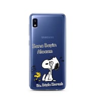 Snoopy Tasarımlı Süper Şeffaf Silikon Telefon Kılıfı Samsung A10