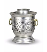 Kalın Kalay Kaplama Keski İşlemeli Bakır  Ehli Keyf Rakı Şişelik 