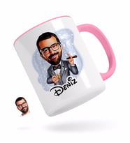 BK Gift Kişiye Özel Erkek Patron Karikatürlü Pembe Kupa Bardak-3