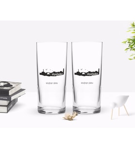 BK Gift Kişiye Özel Renkli Baskılı Diyarbakır Tasarımlı Turistik İkili Rakı Bardağı Seti-2 (Beyaz)