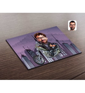 BK Gift Kişiye Özel Erkek Motorcu Karikatürlü Ahşap Puzzle-4