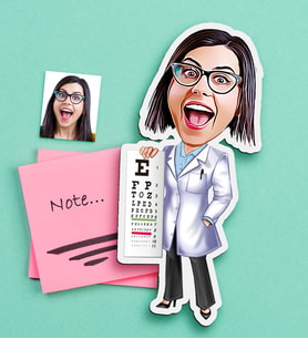 BK Gift Kişiye Özel Bayan Göz Doktoru Karikatürlü Ahşap Magnet (Çok Renkli)