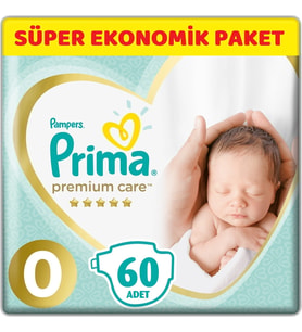 Prima Premium Care Bebek Bezi Beden:0 (1.5-2.5Kg) Prematüre 60 Adet Süper Ekonomik Pk