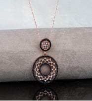 Gümüş Zirkon Taşlı Düş Kapanı Tasarım Kolye (Pembe)