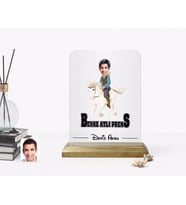BK Gift Kişiye Özel Beyaz Atlı Prens Karikatürlü Ahşap Standlı Çerçeve-3