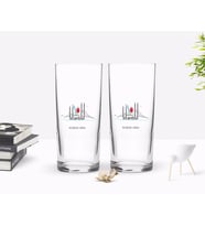 BK Gift Kişiye Özel Renkli Baskılı İstanbul Tasarımlı Turistik İkili Rakı Bardağı Seti-2 (Beyaz)