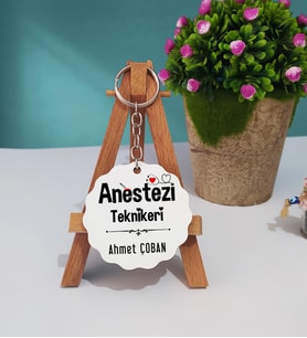 Anestezi Teknikeri Tasarımlı Kişiye Özel Hediye Anestezi Teknikeri Ahşap Anahtarlık