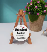 Anestezi Teknikeri Tasarımlı Kişiye Özel Hediye Anestezi Teknikeri Ahşap Anahtarlık